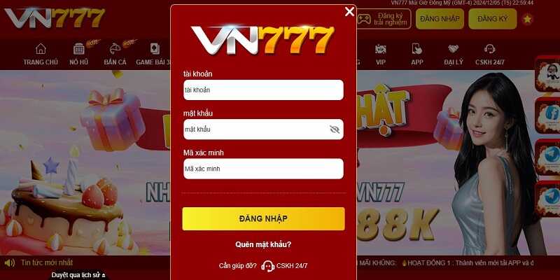 Đăng nhập Vnbet77 để rút tiền về tài khoản