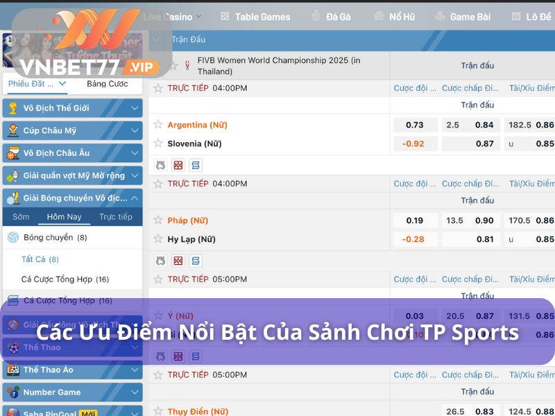 TP Sports Là Gì? Trải Nghiệm Sảnh Cược Thể Thao Hàng Đầu 2025 7 Ưu điểm nổi bật của sảnh TP Thể Thao